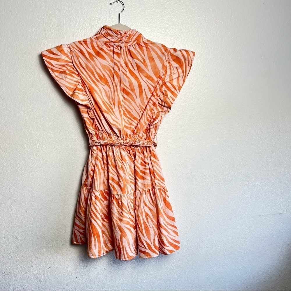 Derek Lam Collective Zebra Cutout Mini Dress in Orange Size 46 - Picture 6 of 12